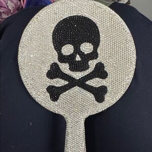 Skull and Crossbones Rhinestone Magnifying Hand Mirror